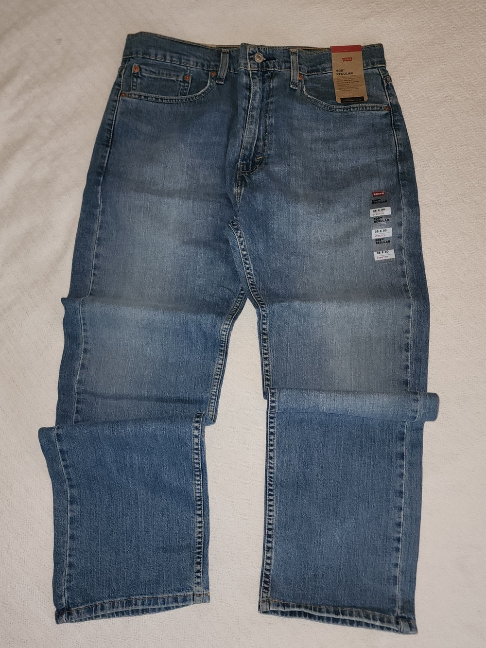 LEVI'S 505 Regular Fit Jeans Light Wash Denim 35x30 (NWT)